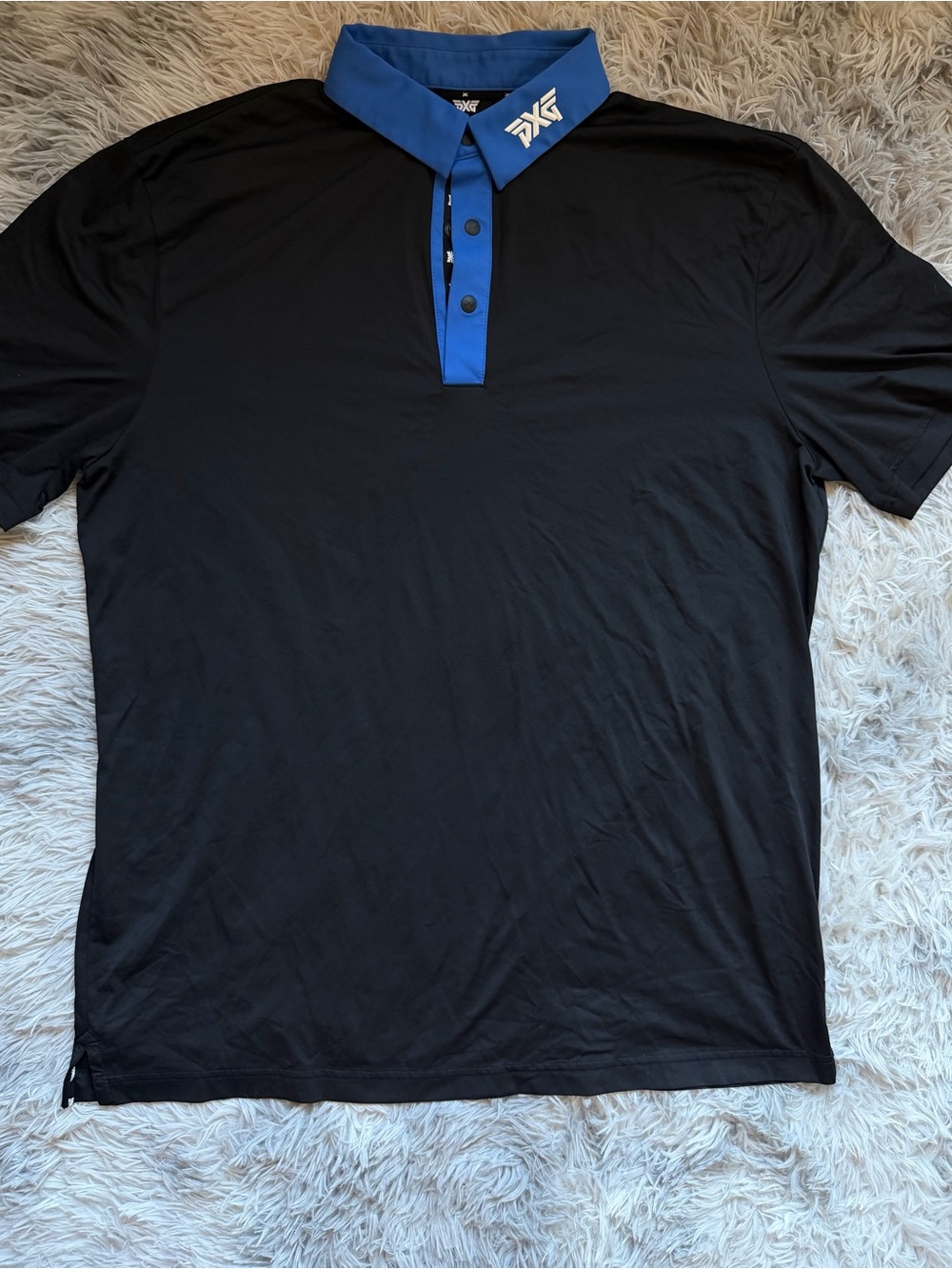 PXG Men’s Black Golf Polo with Blue Collar